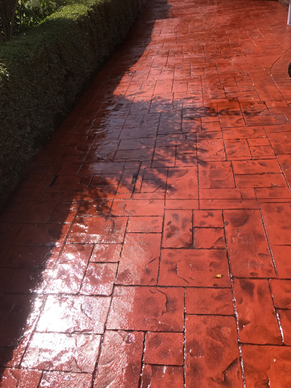 Terra-cotta with charcoal release printed driveway Timperley