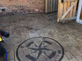 New printed concrete driveway
