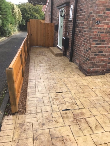 sandstone with walnut release driveway printed in ashlar