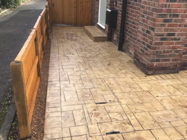 sandstone with walnut release driveway printed in ashlar