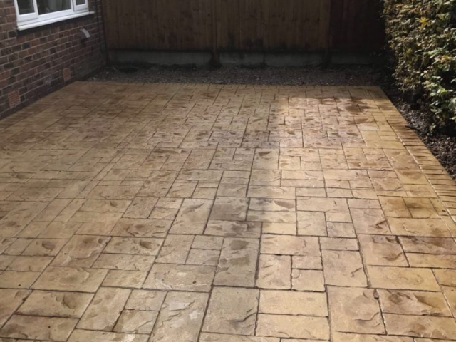 sandstone with walnut release driveway printed in ashlar