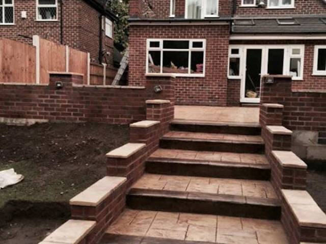 An beautiful shuttered staircase made in pattern imprinted concrete