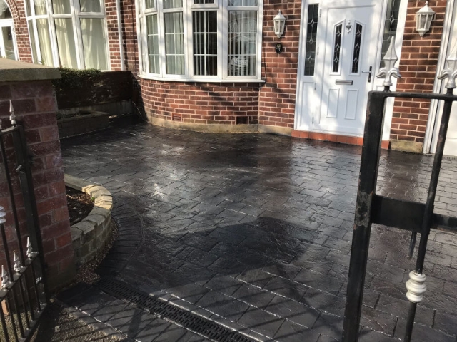 New pattern imprinted concrete driveway in Urmston