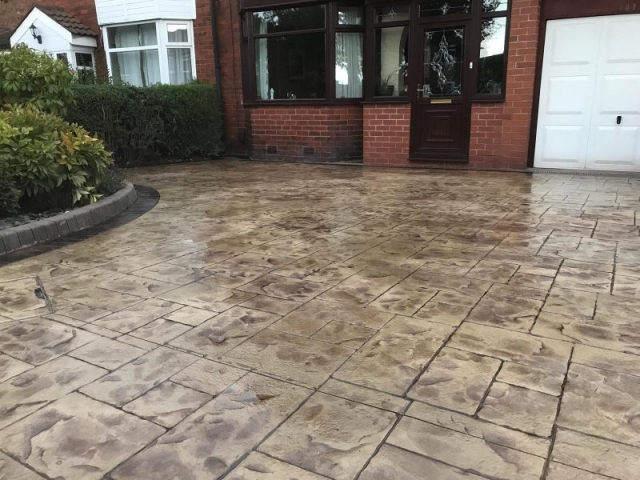 Beautiful new concrete driveway recently installed in Altrincham
