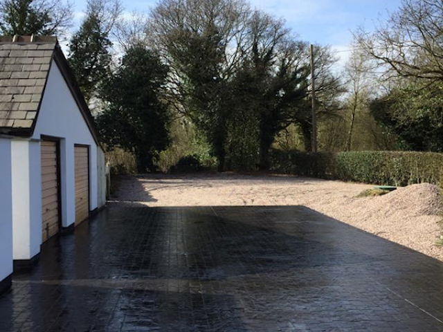 New pattern imprinted concrete driveway in Salford