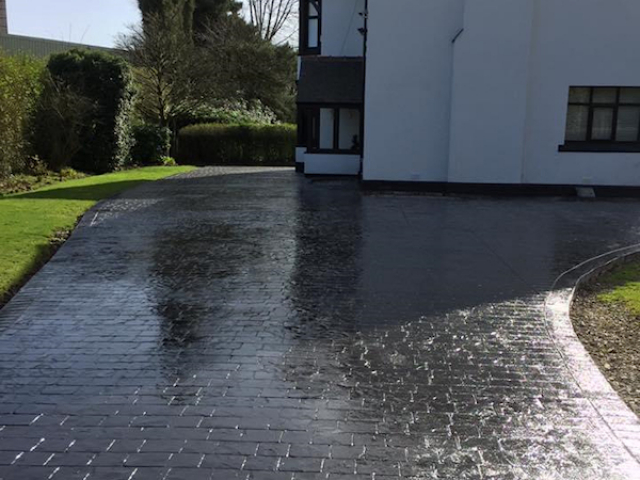 New pattern imprinted concrete driveway in Salford