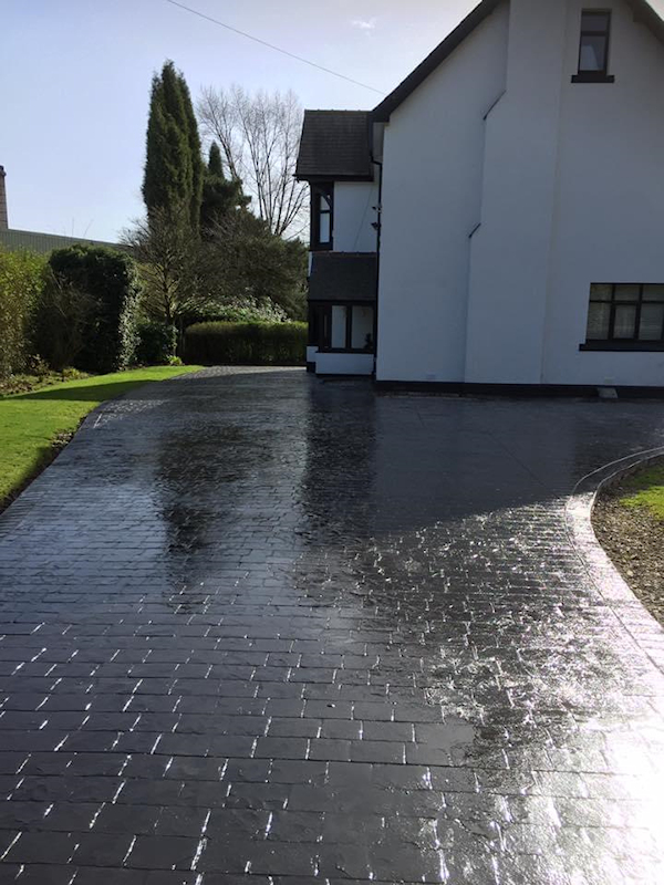 New pattern imprinted concrete driveway in Salford