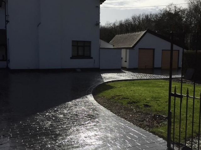 New pattern imprinted concrete driveway in Salford