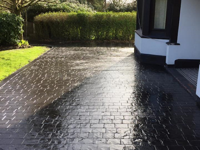 New pattern imprinted concrete driveway in Salford