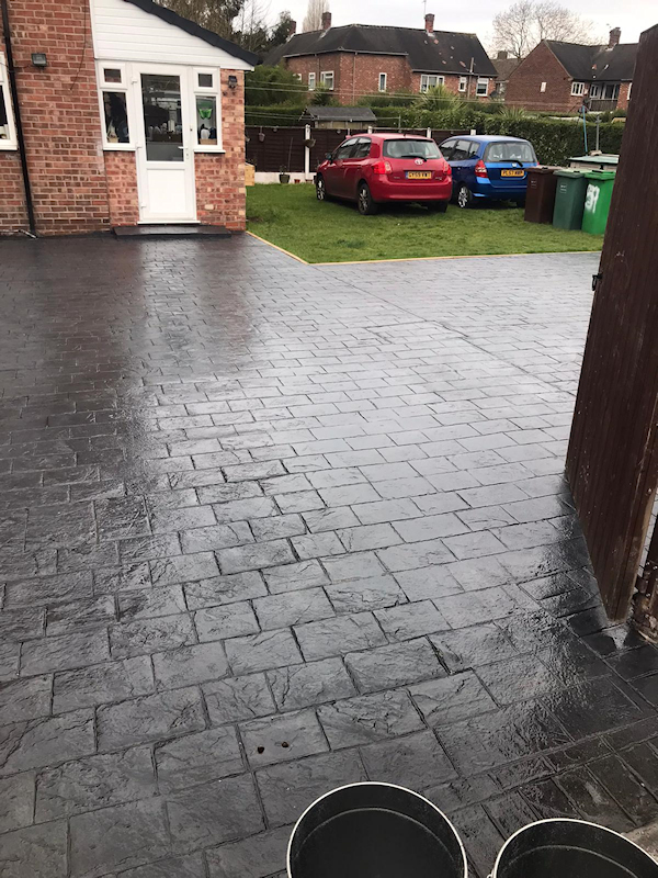 Pattern imprinted concrete driveway in Brooklands