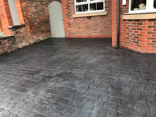 New pattern imprinted concrete driveway in Altrincham