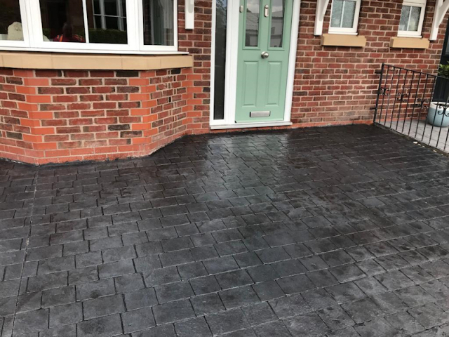 New pattern imprinted concrete driveway in Altrincham