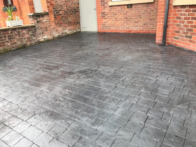 New pattern imprinted concrete driveway in Altrincham