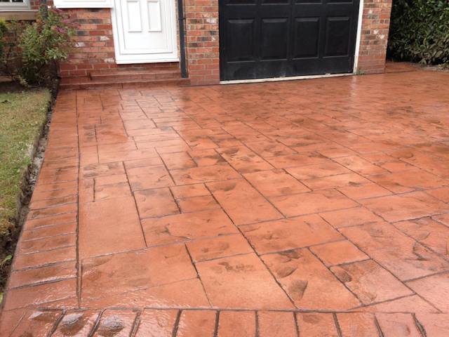 New pattern imprinted concrete driveway in Altrincham