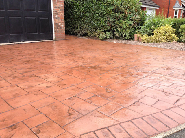 New pattern imprinted concrete driveway in Altrincham