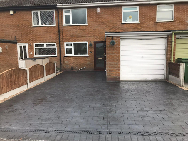 New pattern imprinted concrete driveway Manchester