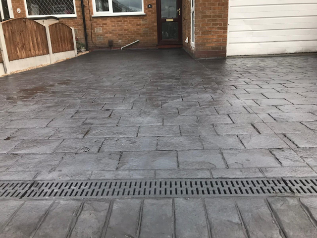 New pattern imprinted concrete driveway Manchester
