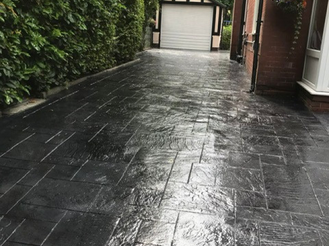 New Pattern Imprinted Concrete Patio in Sale, Manchester