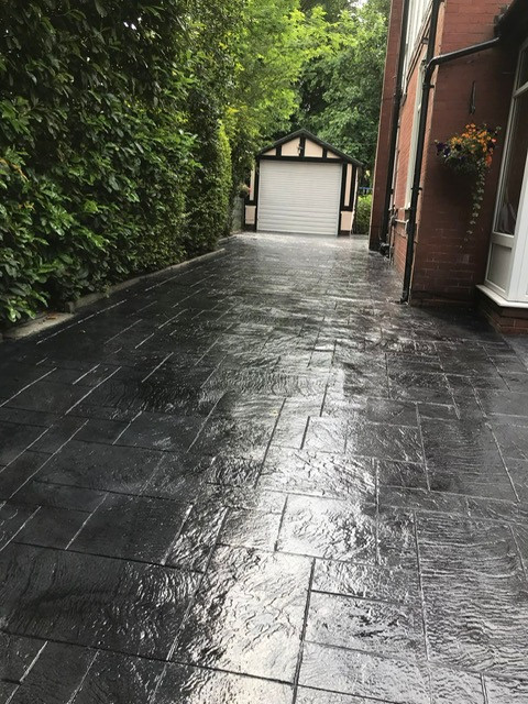 New Pattern Imprinted Concrete Patio in Sale, Manchester