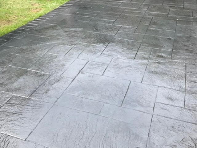 New Pattern Imprinted Concrete Patio in Sale, Manchester